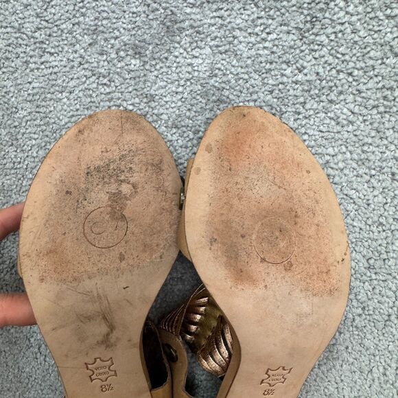 Cynthia Vincent Slingback Gladiator Heeled Sandals Women 8.5 Gold Bronze Leather - Picture 13 of 16